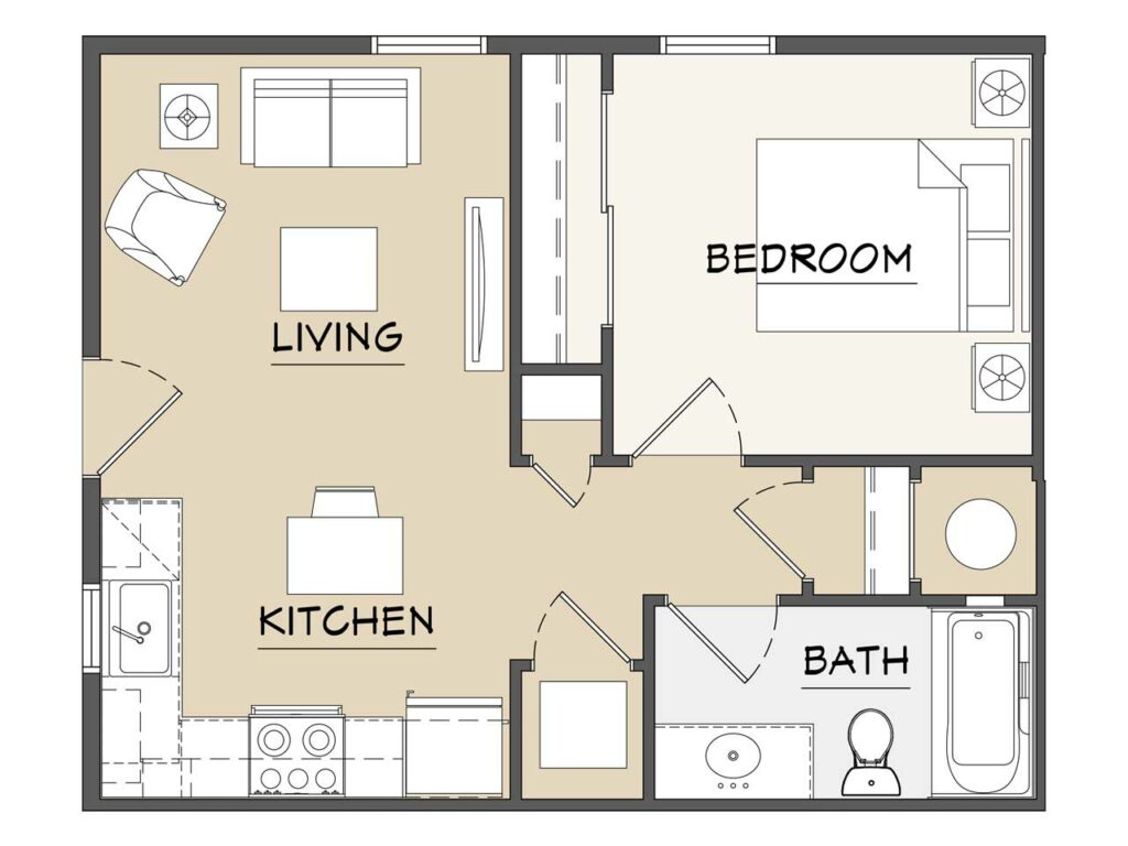 1 Bedroom 1 Bath Apartment First Floor